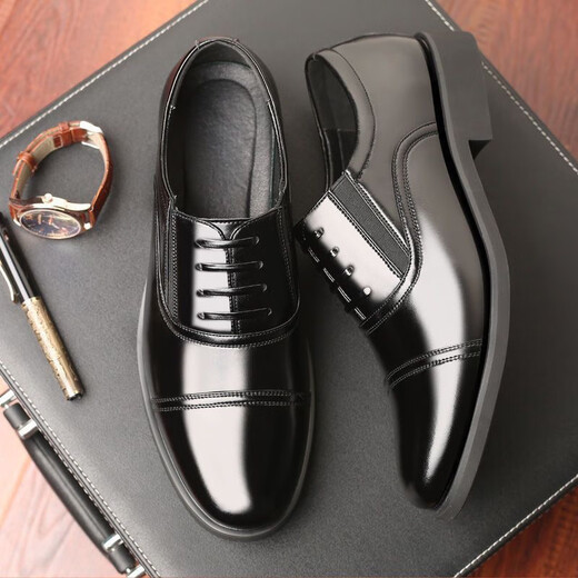Yi Liangying Military Quality Men's Leather Shoes First-Class Cowhide Business Casual Wear-Resistant Anti-Slip Men's Fine Leather Shoes Black 206 41 Standard Size