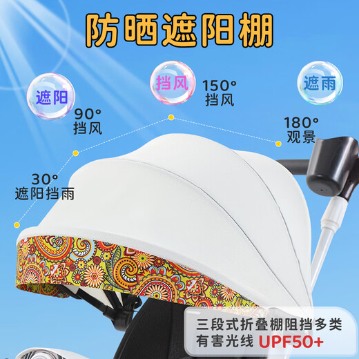 活石儿童三轮车脚踏车宝宝手推车婴儿遛娃神器滑行免充气1-6岁自行车 【折叠可躺】敞篷 可推可骑 音乐灯 1-3-6岁小孩幼儿轻便折叠高碳钢