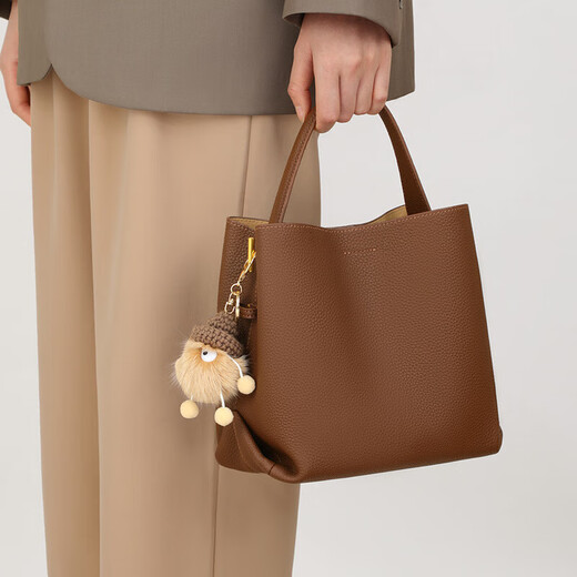Ens internationale Luxusmarke 2025 Neues echtes Leder mit großer Kapazität Handtasche mit großer Kapazität Schübe Bag Crossbody Damenbeutel kalte Tee Farbe