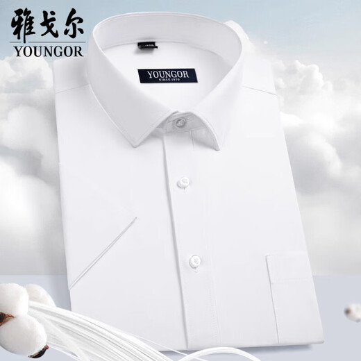 
CEO Yageor pure cotton short-sleeved shirt for men 2025 new high-end casual professional formal wear white shirt DX6623 [fine blue and white stripes] 38 [Suggested 100-120Jin [Jin equals 0.5 kg]]