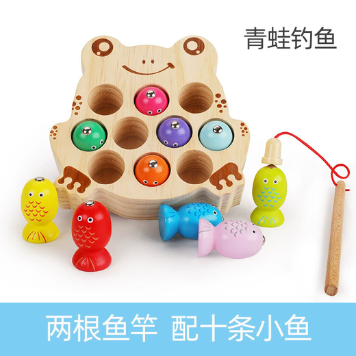 Children's Wooden Toy Magnetic Fishing Baby Baby Infant Concentration Training Early Education Enlightenment Child Birthday Gift Cute Cat Fishing MLD-4
