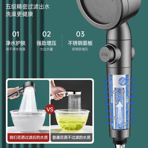 小米有品涡轮增压花洒喷头超强淋雨花晒头浴头超级加压浴室沐浴莲蓬头1047 净水美肤 原装过滤芯 6个装