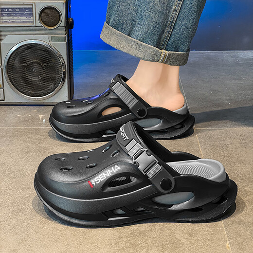 Semir 2025 Été Nouveaux chaussures pour hommes Chaussures de trou décontractées portent des sandales à l'extérieur sans minceur glissante et sandales à deux vêtements pour hommes noirs gris 42-43
