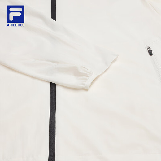 FILA 斐乐官方男士梭织外套2025秋新款健身运动宽松防晒连帽上衣 布朗白-WT L 175/96A/L