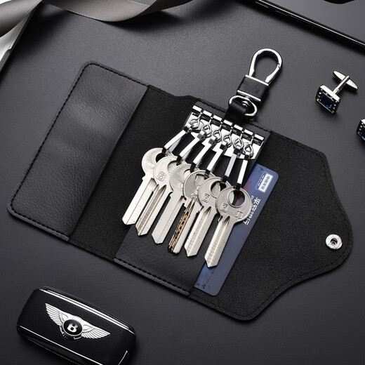 Luyide Real Leather Key Bead Mudiffint Multifunt Multifunt Care Caue Chain для женской талии висят маленькую домашнюю сумку для подвесной пряжки - черный