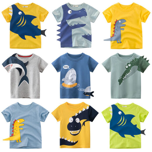 TTPMER Summer Boy Kurzarm T-Shirt Cotton Cartoon Dinosaurier Design Ins Style 9716 Militärblau 110