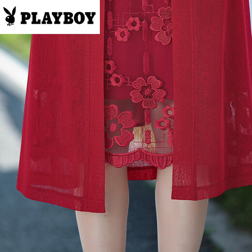 
Playboy (PLAYBOY) Xiangyunsha Middle-aged and elderly women's summer new dress Mom's outfit covers flesh to make you look slim and fashionable fake two-piece skirt Green 9227 skirt 4XL Recommended 134-146Jin [Jin equals 0.5 kg]
