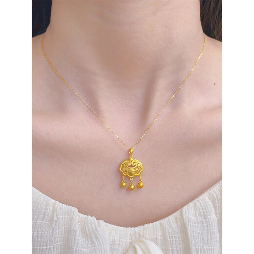 Feng Feili New Chinese Style 18K Gold-Plated Peace Lock Necklace Women's 2025 Light Luxury Versatile Chain Lucky Bag Peace Lock Necklace