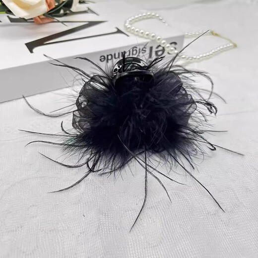Tang Funi's temperament high ponytail bow feather clip for women 2025 new high-end retro hair volume hair clip black mesh bow