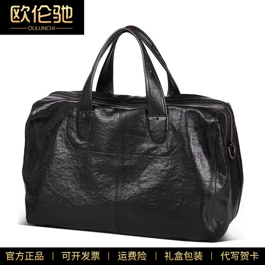 OULUNCHI hand reisetasche männer echtes leder große kapazität männer tasche leder schulter umhängetasche business männer handtasche schwarz 29*18*40CM