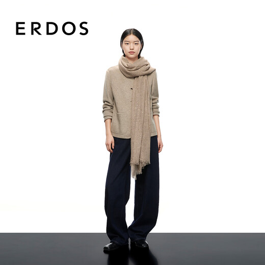 
ERDOS 25 early autumn worsted cashmere fashionable casual simple women's shawl scarf earth camel 200cmX100cm