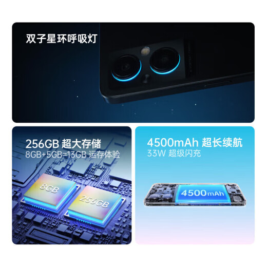 
OPPOA96 Snapdragon 695 processor, small star ring breathing light, 5G chip, OLED ultra-clear eye protection screen, dual-mode 5G full network access photography smartphone, oppo a96 Liuli Fantasy Color 8GB+128GB