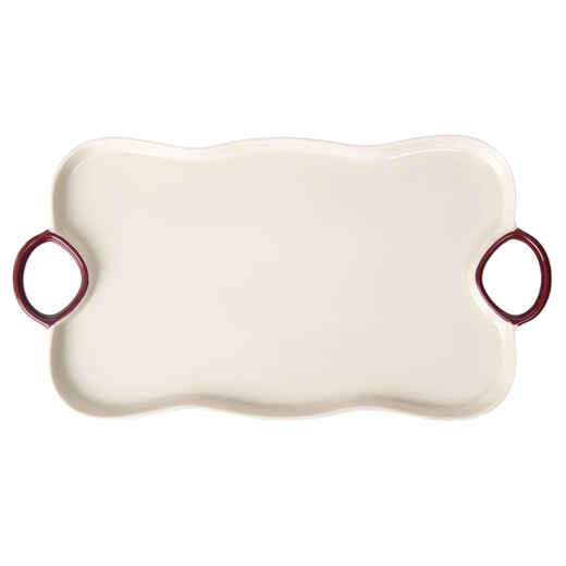 SUCCOHOMEWARE retro cream style ceramic binaural tray dinner plate tea tray household cup and saucer drain tray living room desktop storage tray green-ceramic tray