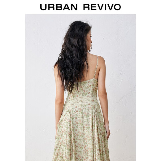 
UR [Zhong Chuxi co-branded model] 2025 autumn new women's vacation style floral dress UYL750113 beige print M