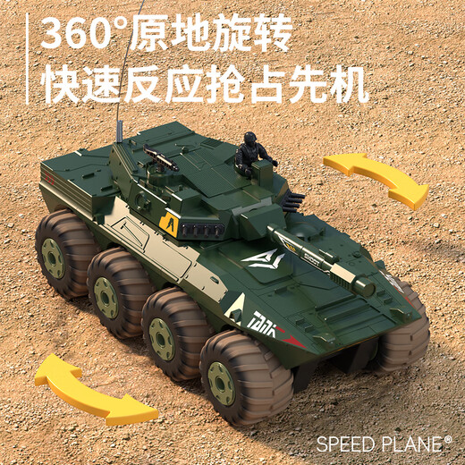 Xingpo RC remote control heavy-duty Dongfeng military truck six-wheel drive off-road climbing toy truck children's boy car model 33CM camouflage amphibious [eight-wheel armored vehicle] A set of large horsepower batteries + remote control batteries