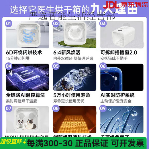 曼宠智能宠物烘干机猫咪狗狗静音烘干箱 双风机超大空间82L吹水机 皓白色旗舰款(带负离子护发+APP