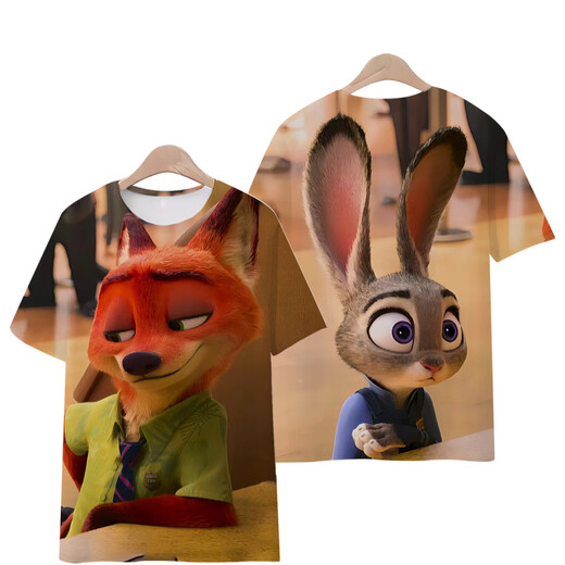 
Giselun Crazy Zootopia T-shirt Foxnik Funny 3D Pattern Top Short Sleeve Fashionable and Ever-Match Print T-shirt T1480 M Children's Clothing Height 110c 25-35Jin [Jin equals 0.5 kg]