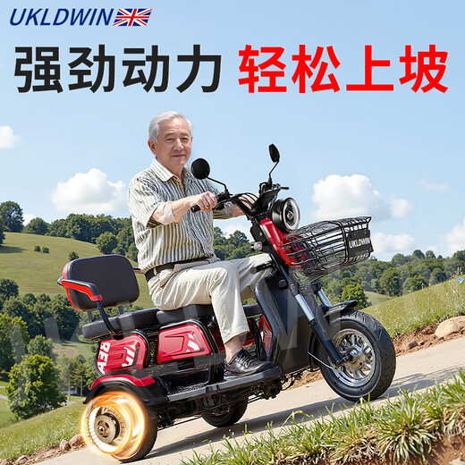 UKLDWIN township hill climbing electric tricycle household small high-power battery car lithium battery elderly mobility tricycle 1000W72V30A explosion-proof lithium battery + battery life 180 miles