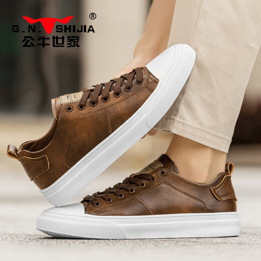 G.N.Shijia Light Luxury Brand Herrenschuhe Frühling und Sommer Neugeschäft Casual Schuhe Herren weiße Schuhe Herrenbronze [Vier-Jahreszeiten-Single-Schuhe] GN124101003 41