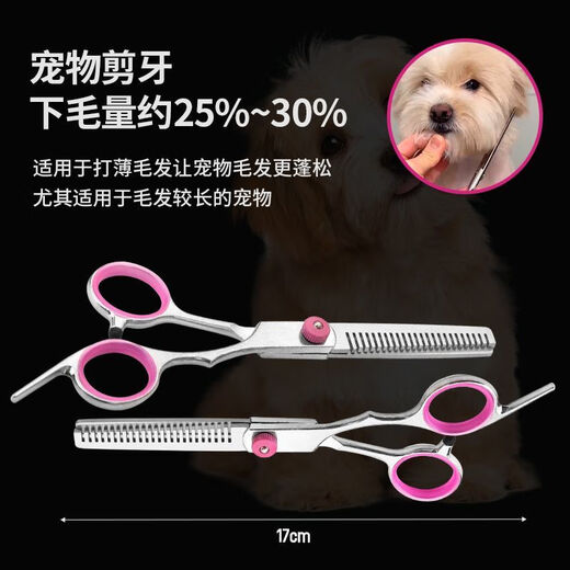 Grooming tool set, pet scissors, special curved tooth scissors for dog hair trimming, puppy teddy bear, full set of 4 pieces + bag + steel comb + cleaning cloth