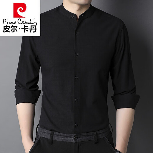 Pierre Cardin High-End Kleine Forderungs-Land-Baumwoll-Hemd 2025 Frühlings- und Herbst-Langarm-Hemd Casual Inner Inner Chinese Kragen dünne Hemd 9930 Weiß S 165