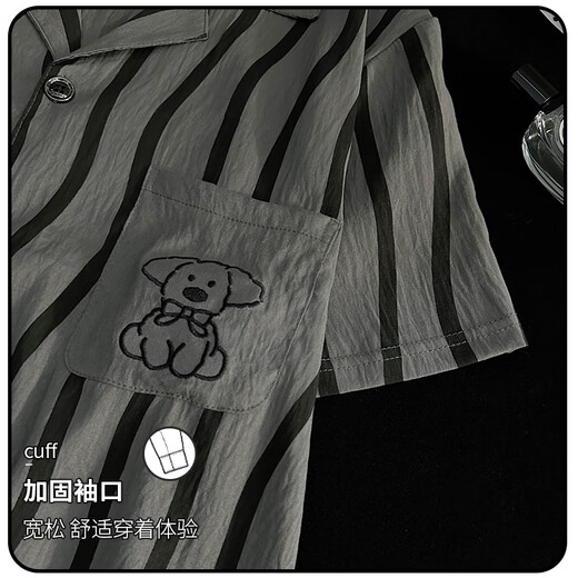 
Yalu 2025 new men's pajamas Yunduo Cotton Short Sleeve Three-piece Set for summer simple and generous, can be worn on the outside for men's home clothes Yunduo Cotton 12529 [two-piece Set] L Recommended height 170, weight 100-130