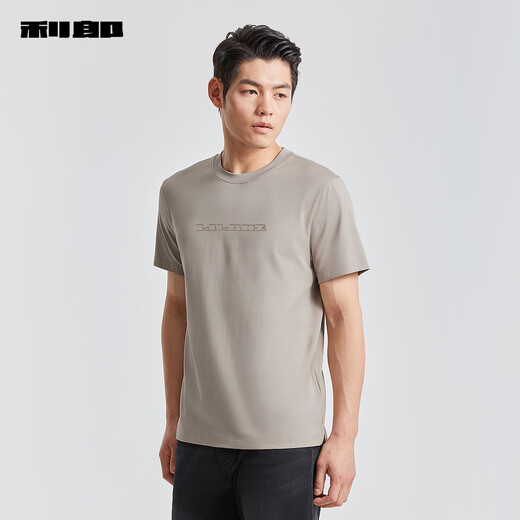 利郎抑菌凉感短袖T恤男圆领25夏季冰丝短袖T恤 亚麻棕  XL175/92A