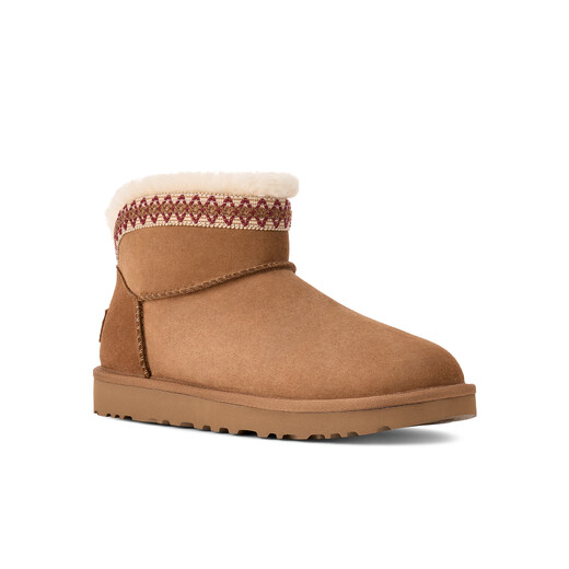UGG autumn new women's comfortable and fashionable flat solid color round toe warm casual snow boots short boots 1174496 CHE | Maroon 39 The shoe is too small, it is recommended to take a larger size