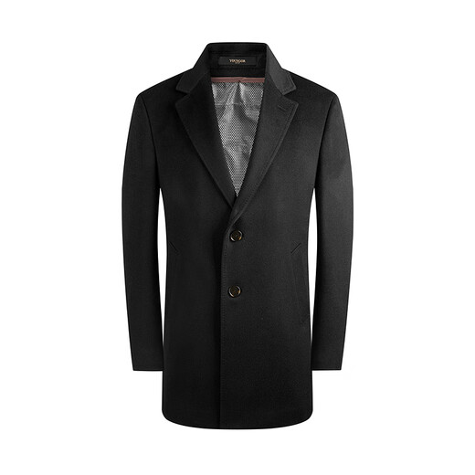 Youngor Coat Men's Wool Cashmere Silk Blended Business Coat High Quality Down Coat Classic 2025 New Arrival Style Black VYSY01N995AXA L 175/96A (Recommended 140-150Jin Jin equals 0.5kg)