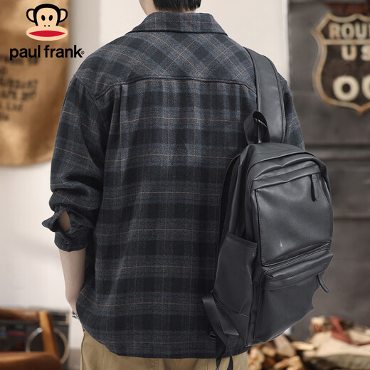 Paul Frank long-sleeved shirt men's spring and autumn plaid shirt men's casual workwear jacket men's top gray XL