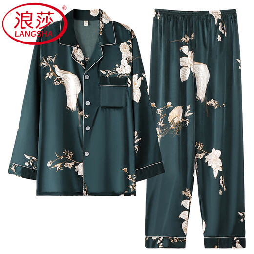 Langsha Light Luxury High-End-Herren-Pyjama Spring- und Herbsteiseneis-Langarm Langarm neuer chinesischer Stil Simuliertes Heimkleidung Spring MDF6626# xl