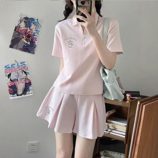 Xia Xinu (Xiarxeneu) Akademie Style JK Temperament Set 1391 Menschen Sammlung Uniformen Tausendfache Sternshosen Rock Kurzarm Shirt Taille Shirt Casual White (Polo-Hemd + Hosenrock) [Set] S s s s s s s s