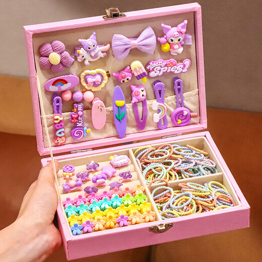 Xiaowu детские аксессуары для волос от 3 до 6 лет, набор игрушек, подарочная коробка для девочек 4-5 лет, подарок на день рождения, 7 заколок принцессы, повязка на голову, коробка в подарок