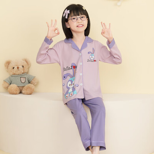 Shurong Pudding Dog Girl Pajamas Spring and Autumn Long Sleeve Thin Strawberry Bear Cartoon Cute Big Children Set Air Conditioning Home Suit MS6629# Pikachu Men M Size 10 Height (105-115c)