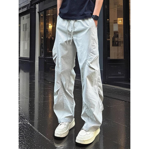 
Fumile cleanfit paratrooper work pants men's summer American trendy outdoor hiking pants retro loose casual trousers dark gray XL