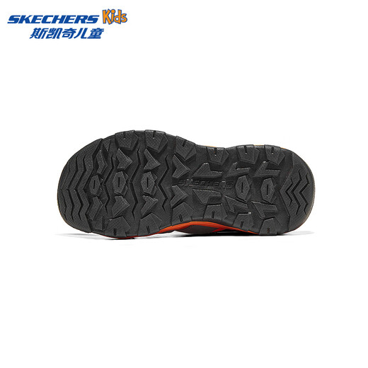 Skechers boys' drawstring toe-cap sandals 403763L charcoal gray/orange/CCOR 30