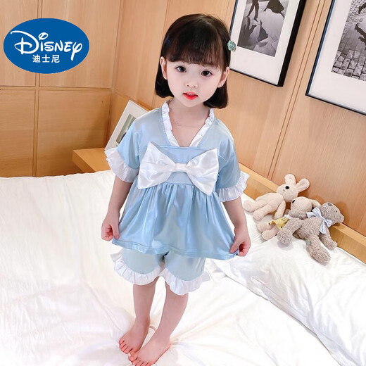 迪士尼宝宝女童冰丝睡衣套装夏季薄款空调服女宝宝可爱中小童睡衣家居服潮 粉红色 Y-8 140 (升级款)