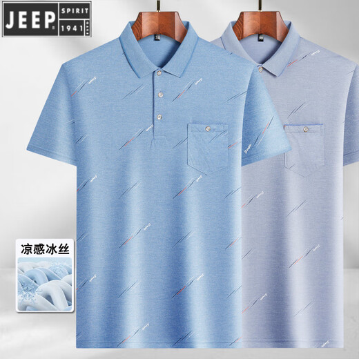 Jeep Spirit Summer Summer de mediana edad de hielo de mediana edad camiseta de manga corta de la manga corta POTO POLO POLO DE POLO BASE BASE BASE MEDIA Y MEDIO DE MEDIA Y ADICIONAL T 9851 GRIS XL 52/175