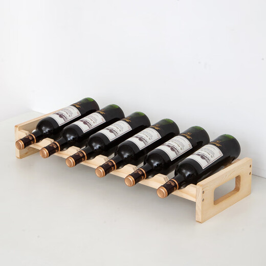 Jingmengyuan solid wood red wine rack home creative wine rack wine bottle rack red wine display rack storage wine cabinet decorative ornaments one layer four bottles log color
