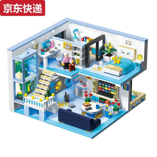 ZNMW中国积木别墅房子城市街景系列喵星人小屋公主拼装女孩玩具6+ 喵星人公寓1235颗粒