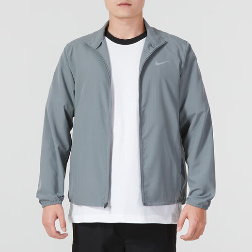 耐克（NIKE）官方舰店外套男装 新款运动跑步梭织防风衣透气休闲快干立领夹克 FB7500-084-银灰色梭织 M 170/88A/建议120-130斤
