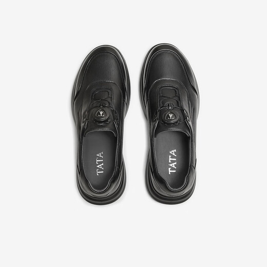 TATA 2025 Autumn Shopping Mall Same Style Comfortable and Versatile Casual Men's Shoes New Genuine Leather Business Casual VMV01CM5 Black 41