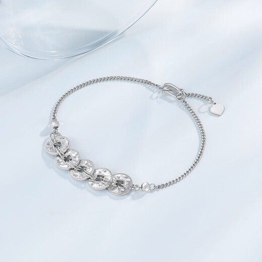 Chao Acer Platinum Five Emperors Coin Crushed Ice Platinum Bracelet Women's PT950 Bracelet Explosive Gift Priced labor cost 830 yuan 5.7g, chain length about 16cm + tail chain