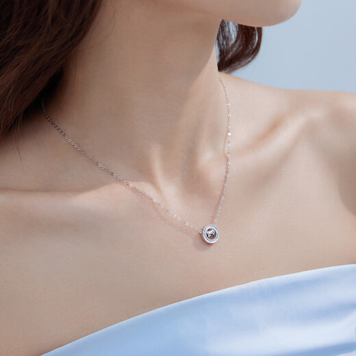 Lukfook Jewelry Platinum 950 Hourly Small Waist Ring Platinum Necklace Set Price F63P0004DS 5.10g (including labor cost 561 yuan)