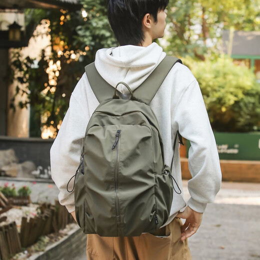 新款潮流百搭双肩包学生书包电脑包大容量旅行包男女简约户外背包 绿色