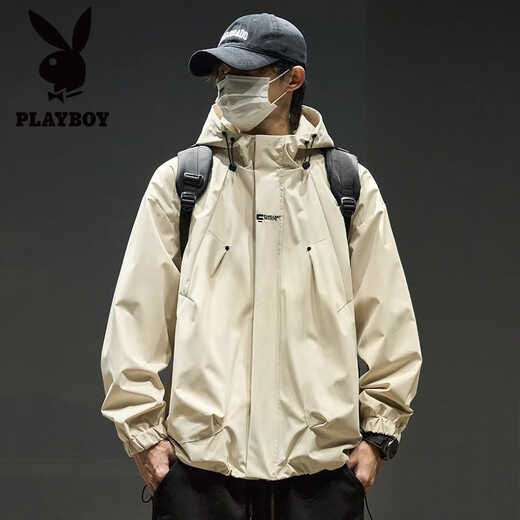 花花公子（PLAYBOY）冲锋外套男女春秋季痞帅轻量户外登山服男美式复古工装夹克男装 745紫色 夹克 L (推荐120-145斤)