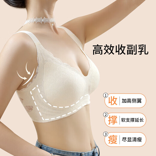 猫人加肥加大码内衣女胖mm大胸显小防下垂收副乳薄款文胸罩200斤 咖啡色大包容 防下垂 M