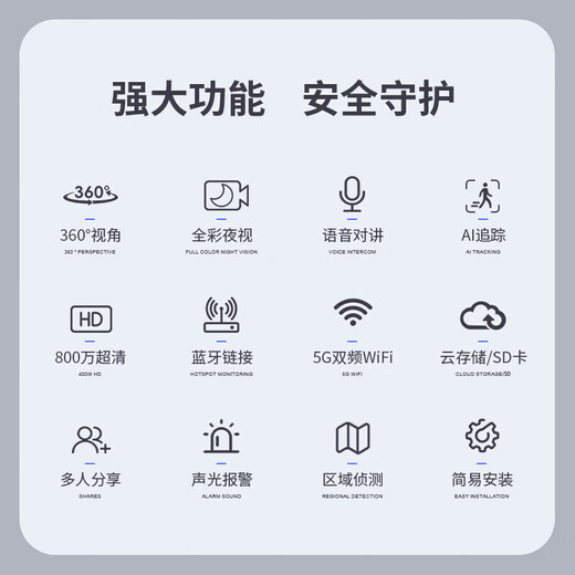 XMSJ Home Smart Screen Surveillance Camera 360 Panoramic No Dead Angle Vision nocturne sans fil Interphon vidéo bidirection