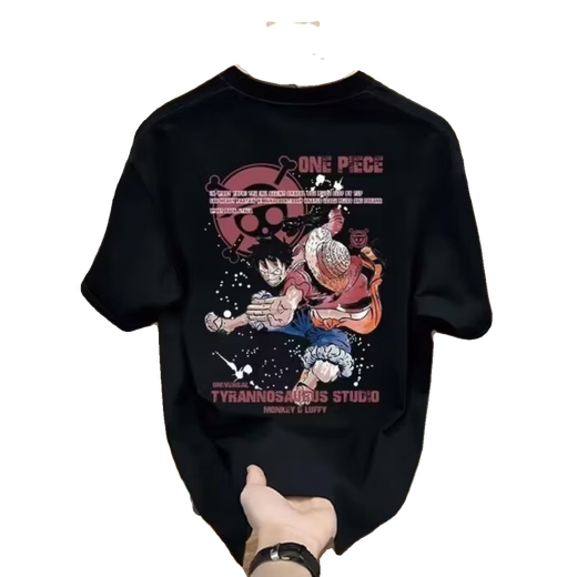 Jeep Spirit One Piece Anime Nika Luffy с коротким рукавом летние мужские и женские футболки Тренди Тренди Бренд Pure Cotton 220G Универсальный V1048 Black S