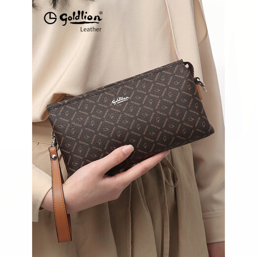 Goldlion Wallet Women's Clutch Bag Women's Bag-Sense Gift for Mom 2025 New Handbag Beige Official